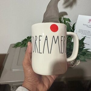 Rae Dunn Dreamer Mug - Cream with Red Dot